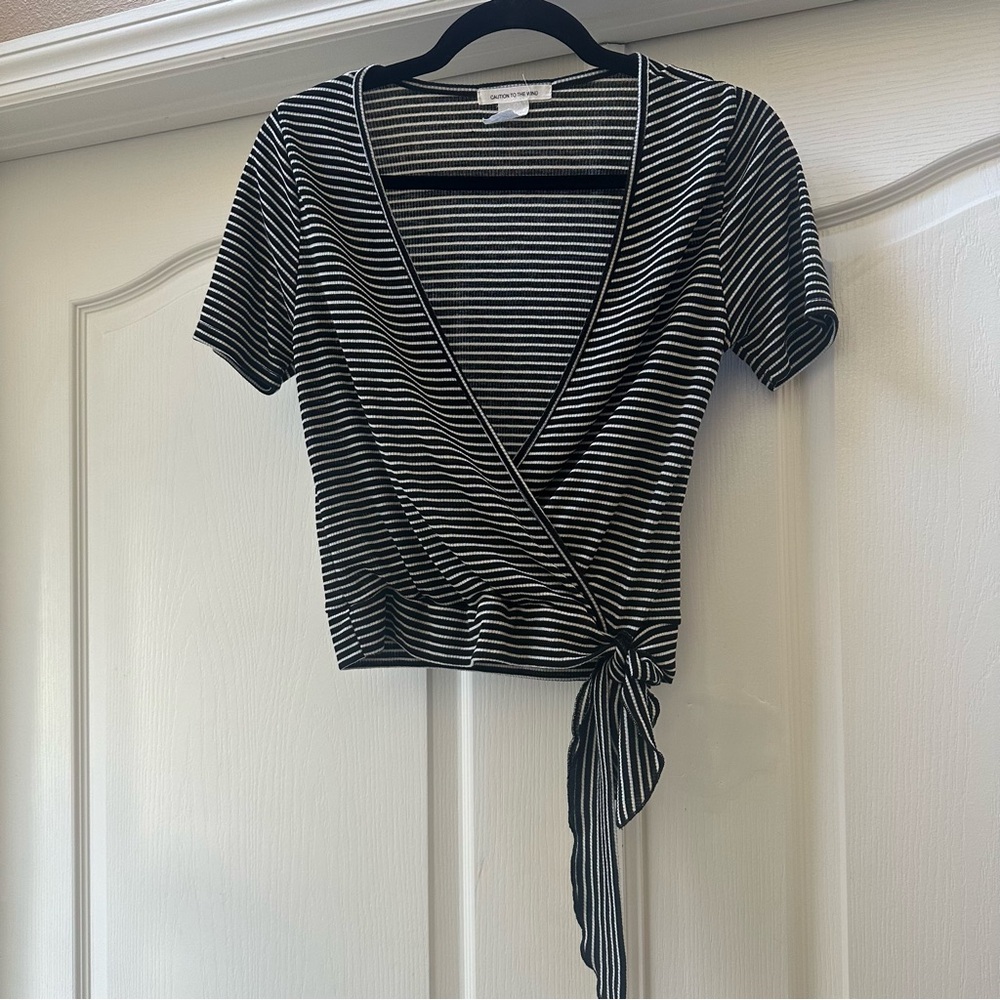 Caution to the Wind faux wrap top